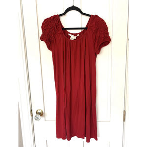 Max Studio Claret Red Ruched Shoulder Tunic Dress, Medium